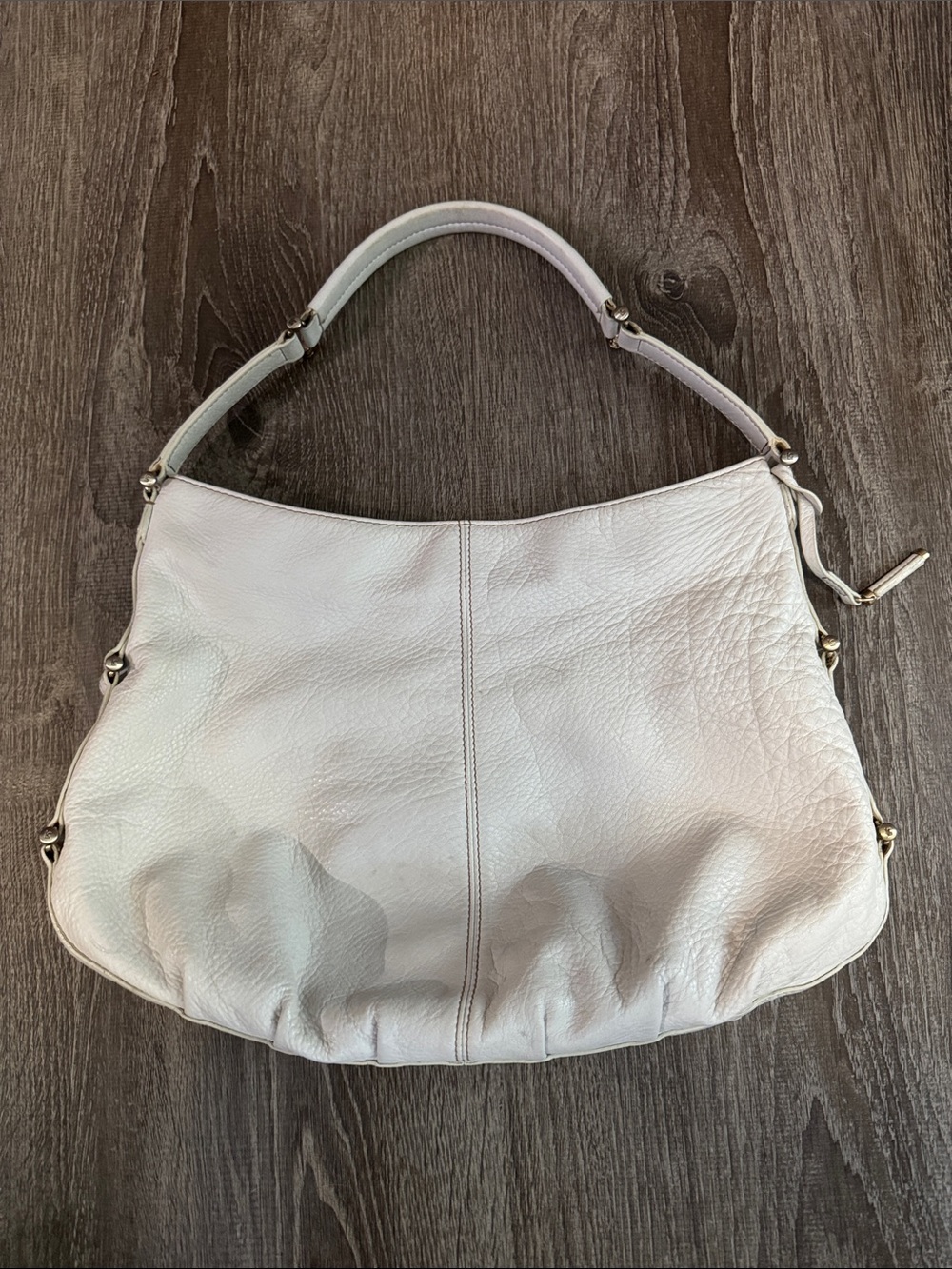 Leather Hobo Shoulder Bag - White